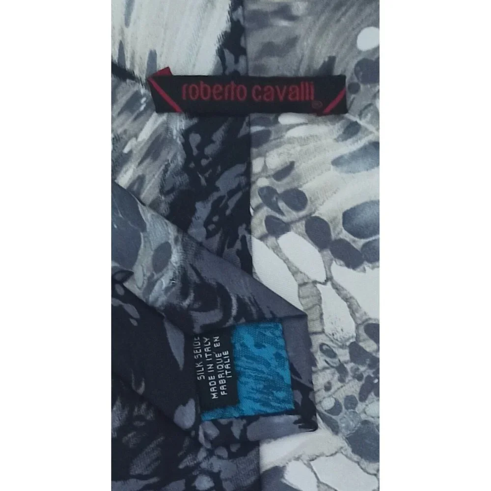 ROBERTO CAVALLI White Art Silk Tie ITALY 58